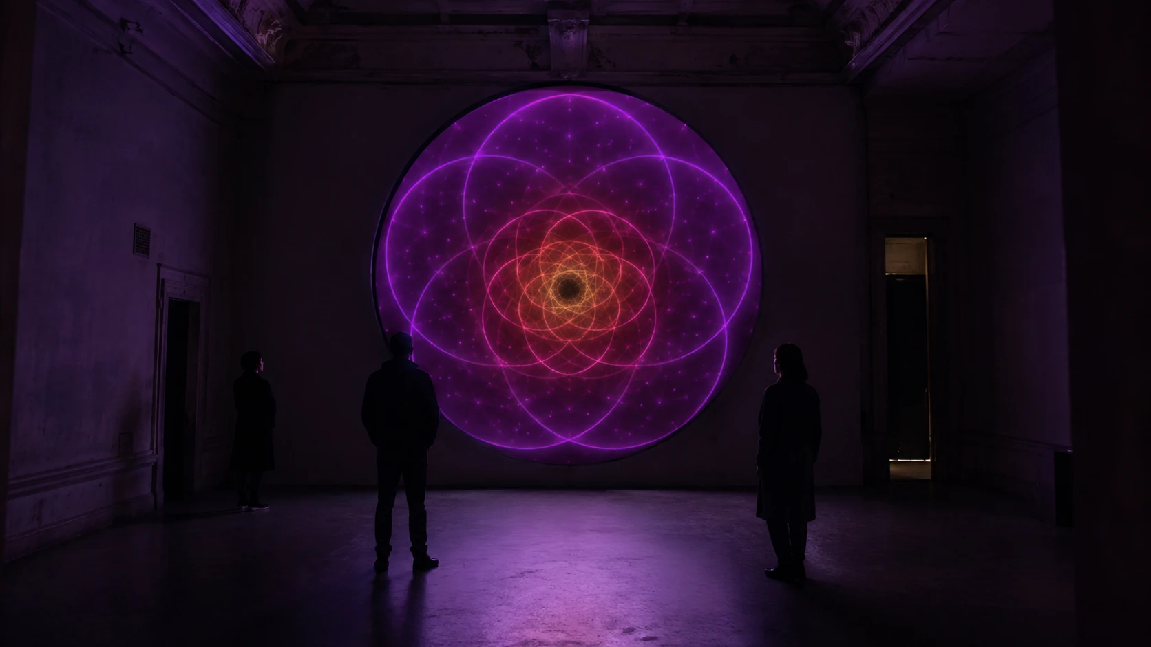 Circular projection concept in Peckham Old Waiting Room